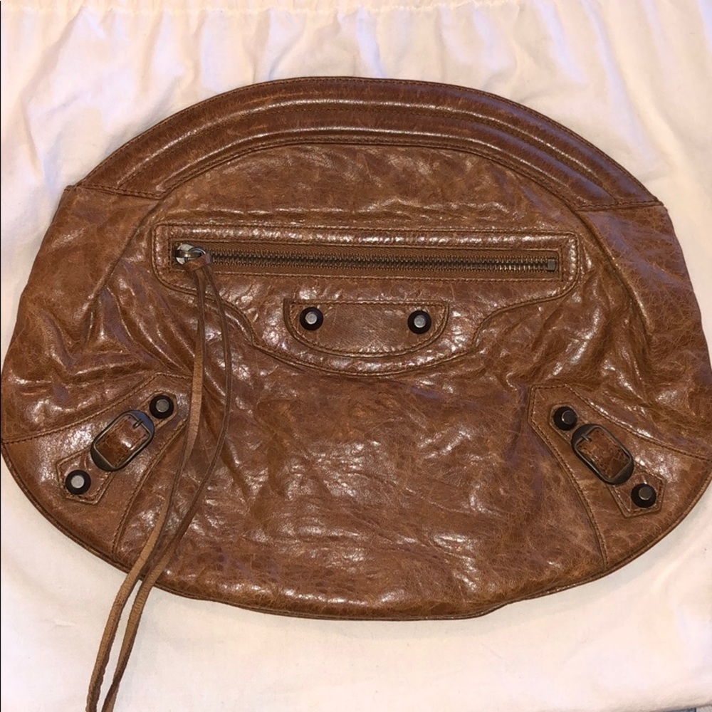 Balenciaga rare Oval clutch truffle brown chevre - Picture 3 of 10
